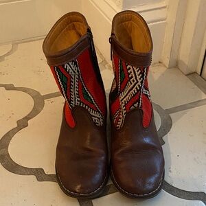 Brown and Red Patterned Boots